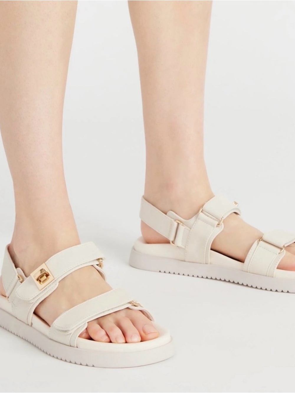 Steve Madden Mona Leather Upper White Sandal Size 7M